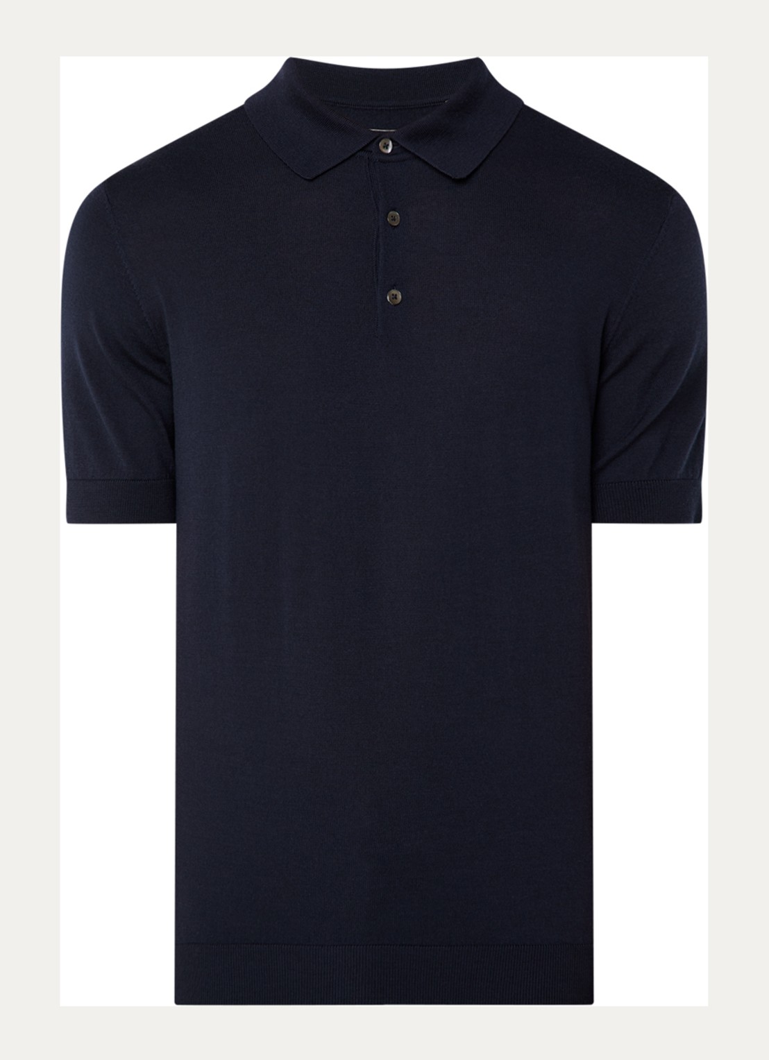 Boggi Milano Regular fit polo van wol met stretch - voorkant 2 donkerblauw