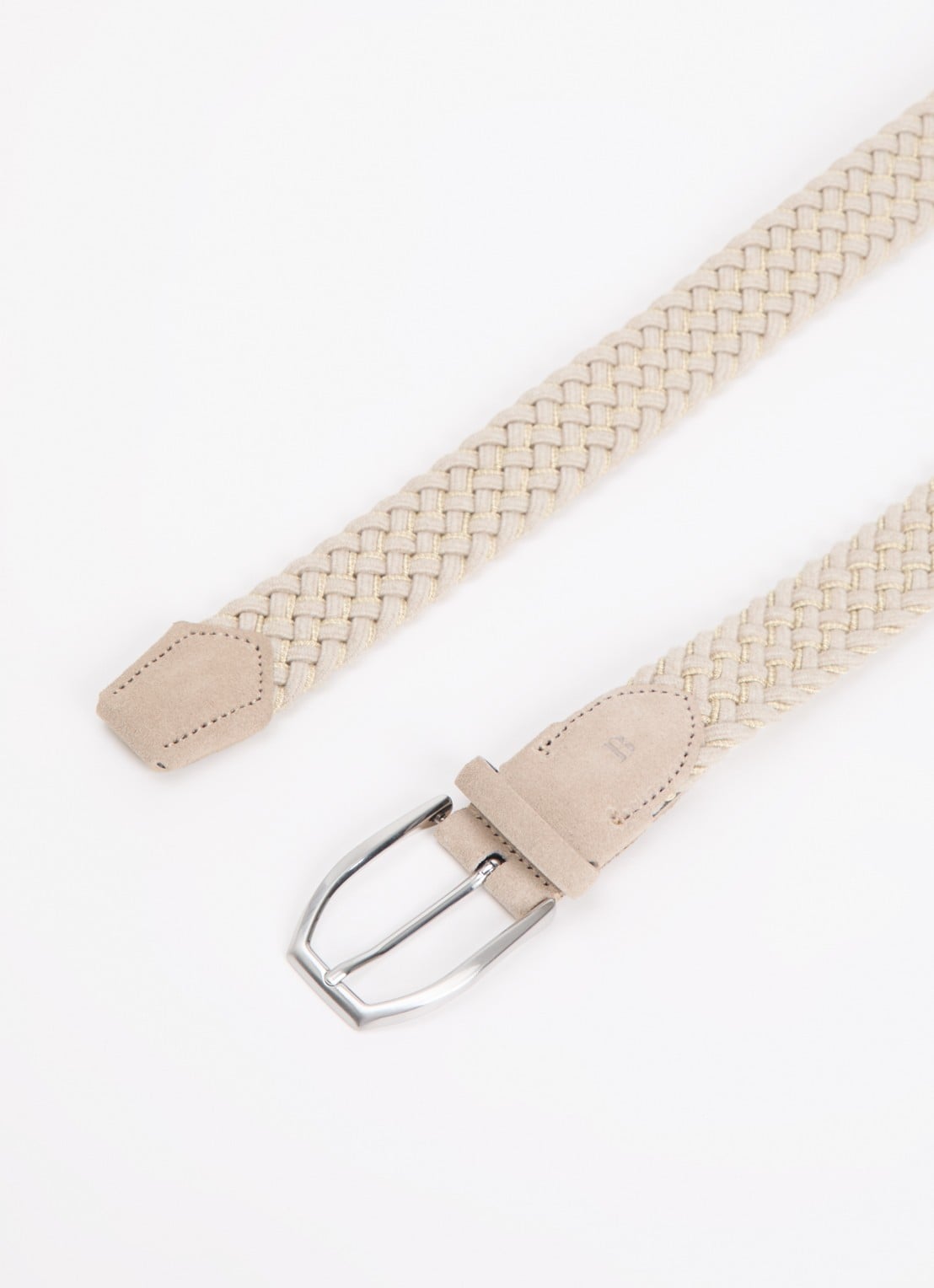 Boggi Milano Riem in wolblend met suède details - detail beige