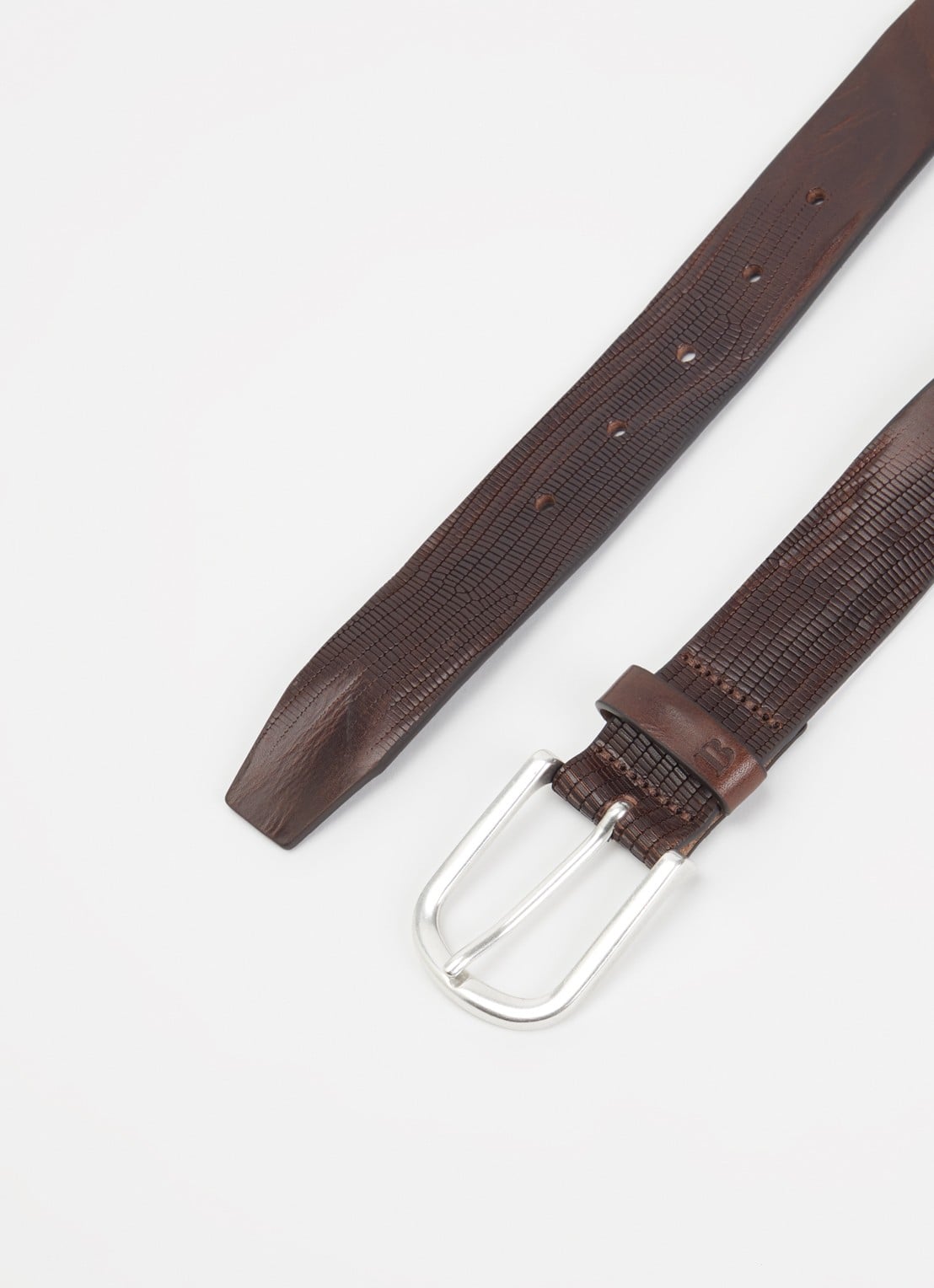 Boggi Milano Riem van leer met structuur - detail donkerbruin