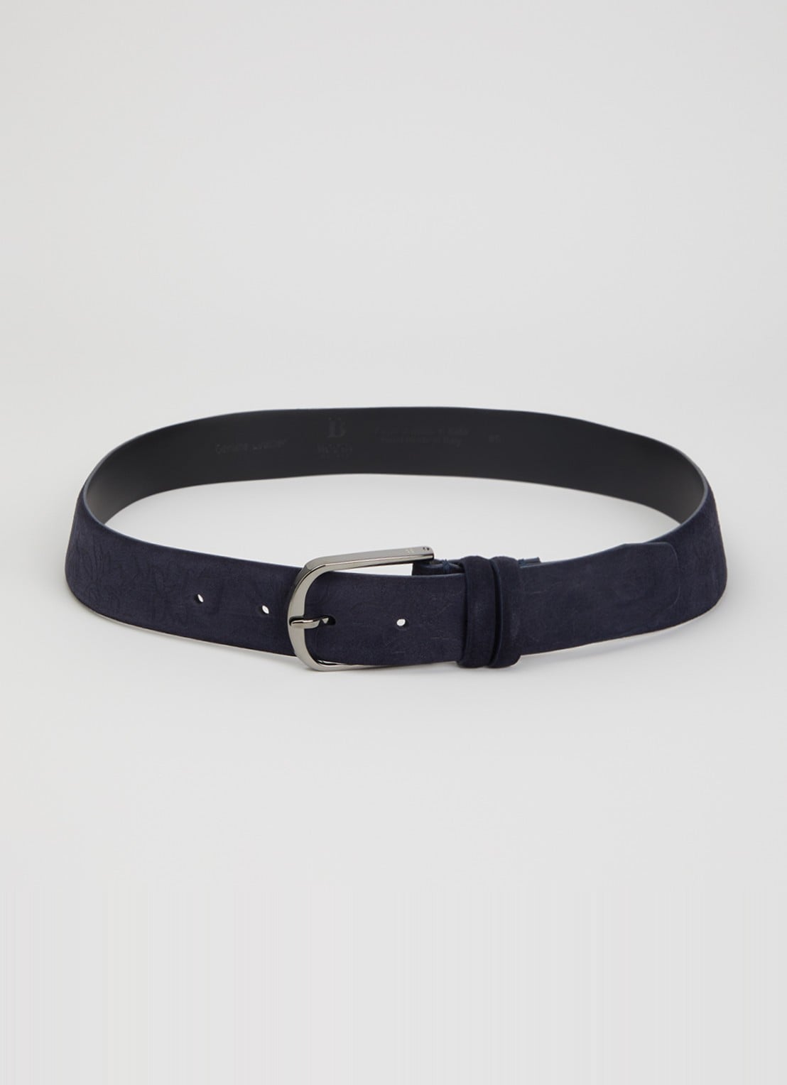Boggi Milano Riem van suède met bloemenprint - voorkant 2 donkerblauw