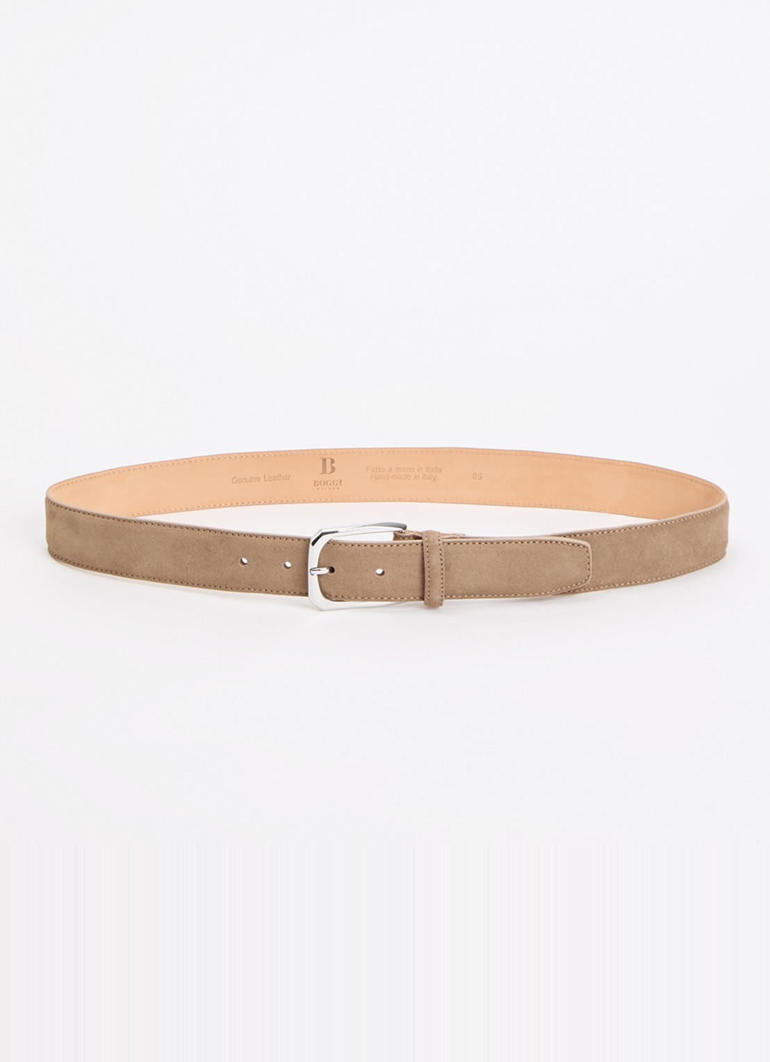 Boggi Milano Riem van suède - voorkant 2 zand