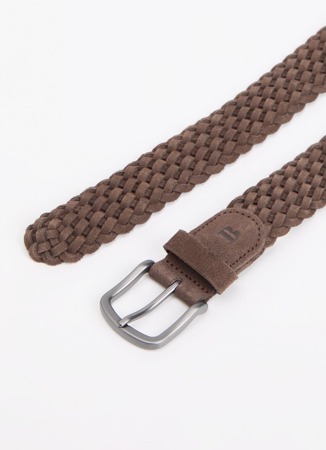 Boggi Milano Riem van suède - detail donkerbruin