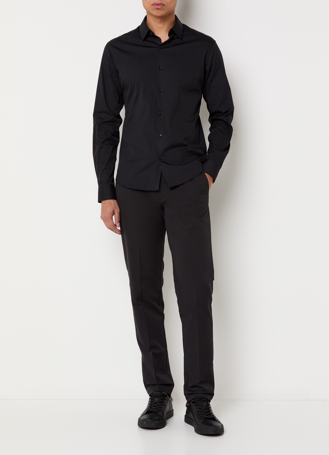 Boggi Milano Rory slim fit pantalon met steekzakken en stretch - voorkant 2 zwart