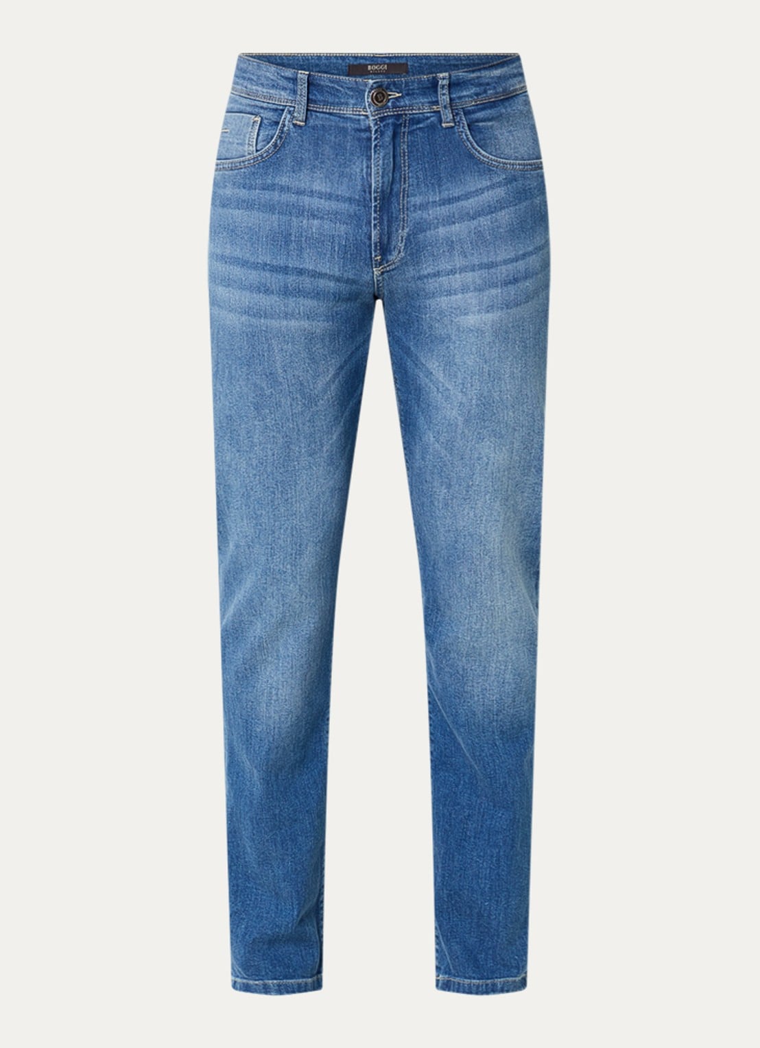 Boggi Milano Skinny jeans met medium wassing - voorkant 4 indigo