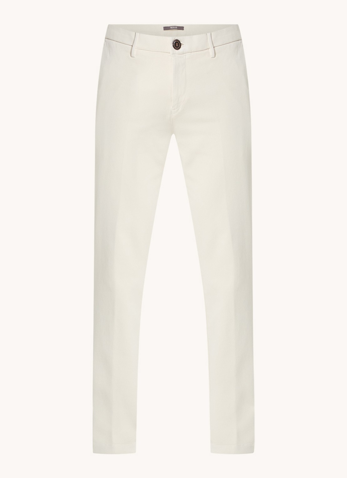 Boggi Milano Slim fit chino met steekzakken - voorkant gebroken wit