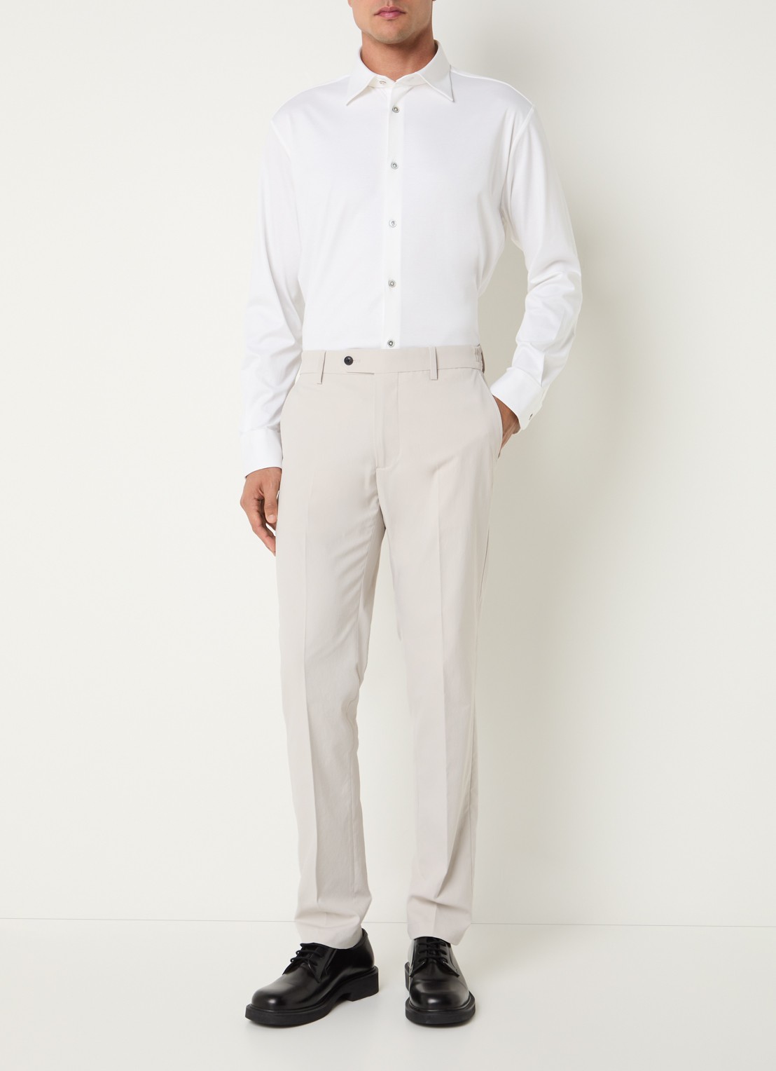 Boggi Milano Slim fit chino met steekzakken - voorkant 2 lichtgrijs