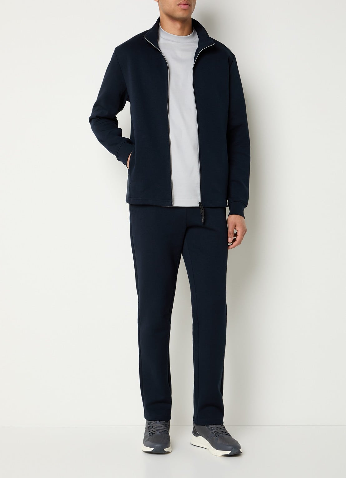 Boggi Milano Slim fit chino met steekzakken - voorkant 5 donkerblauw