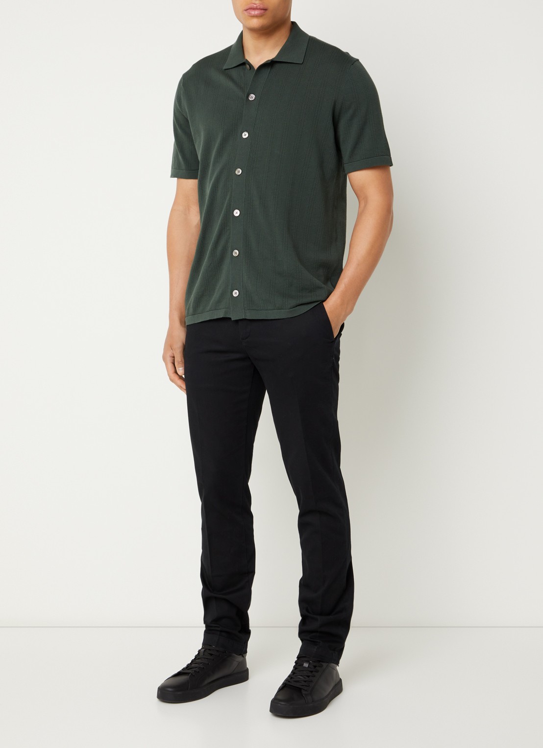 Boggi Milano Slim fit chino met steekzakken - voorkant 2 zwart