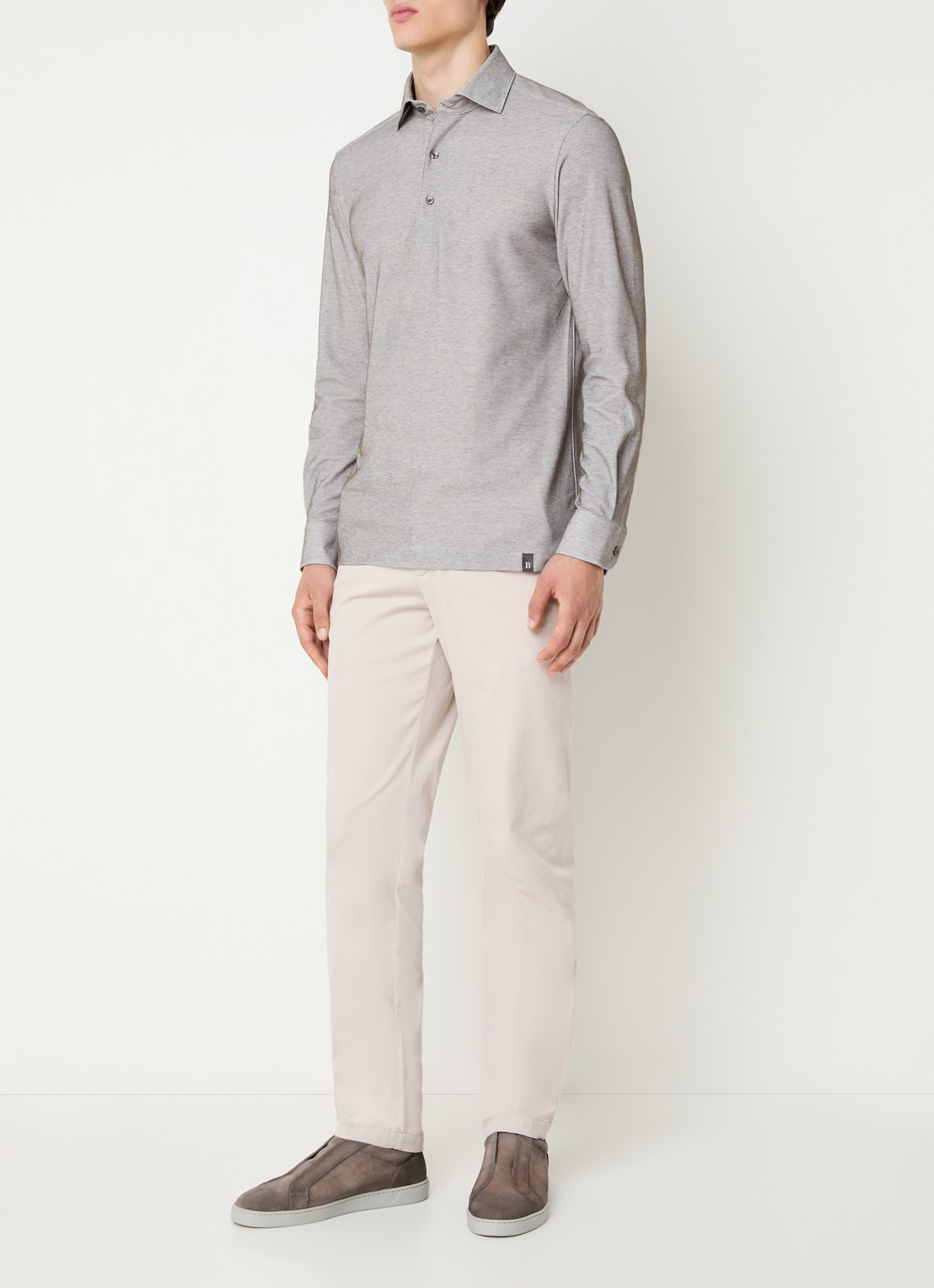 Boggi Milano Slim fit chino met steekzakken - voorkant 2 zand