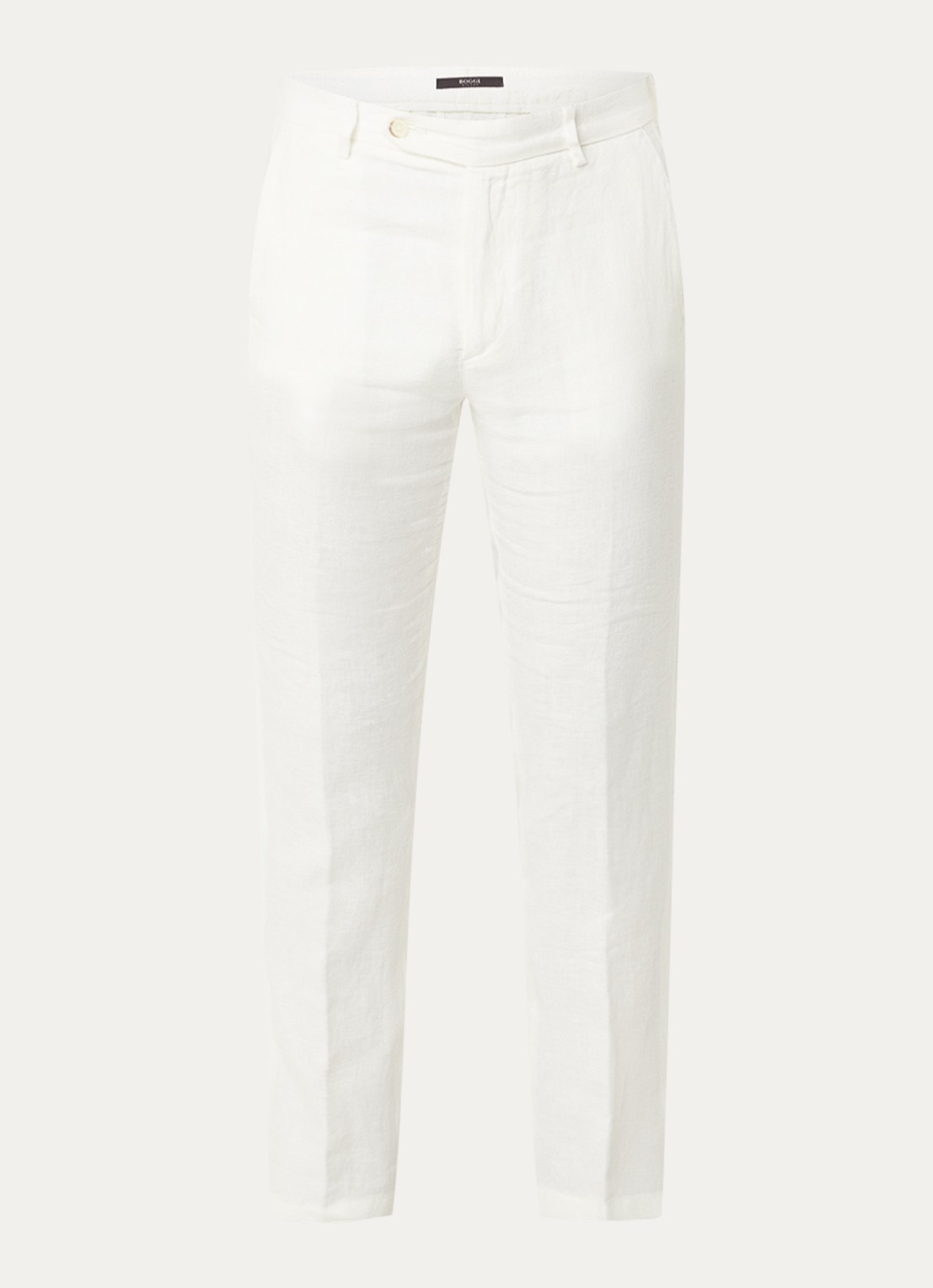 Boggi Milano Slim fit chino van linnen met steekzakken - voorkant 4 gebroken wit
