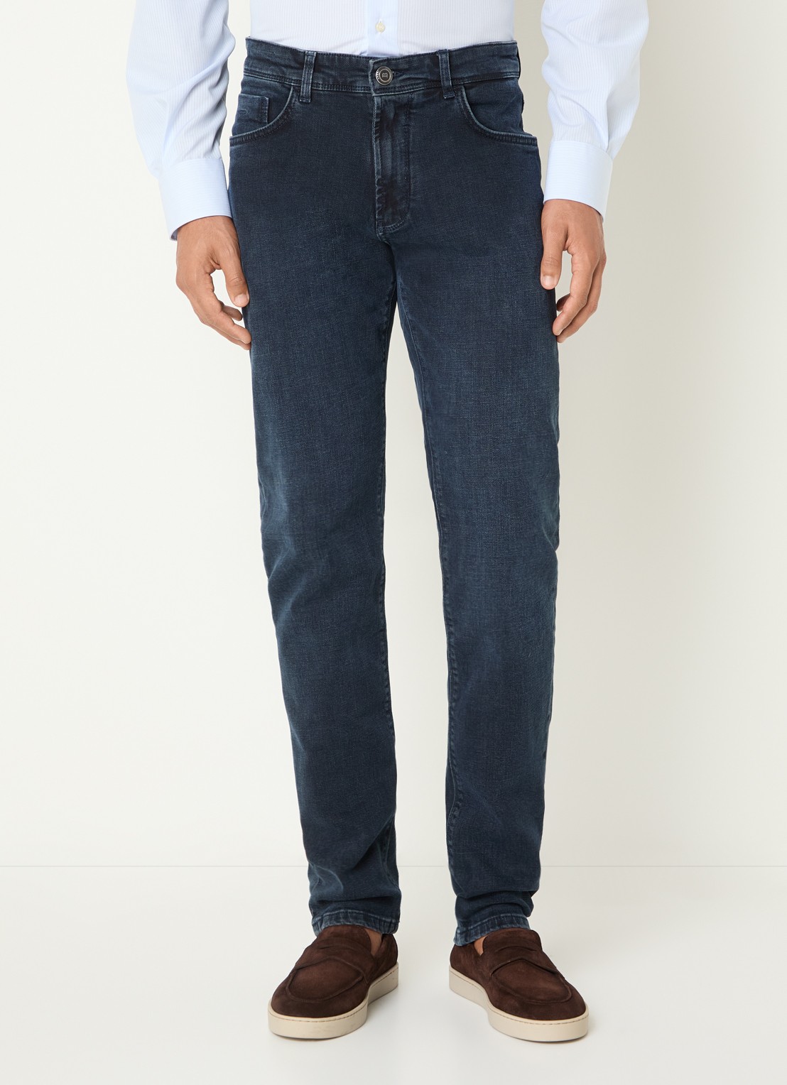 Boggi Milano Slim fit jeans met donkere wassing - detail 3 indigo