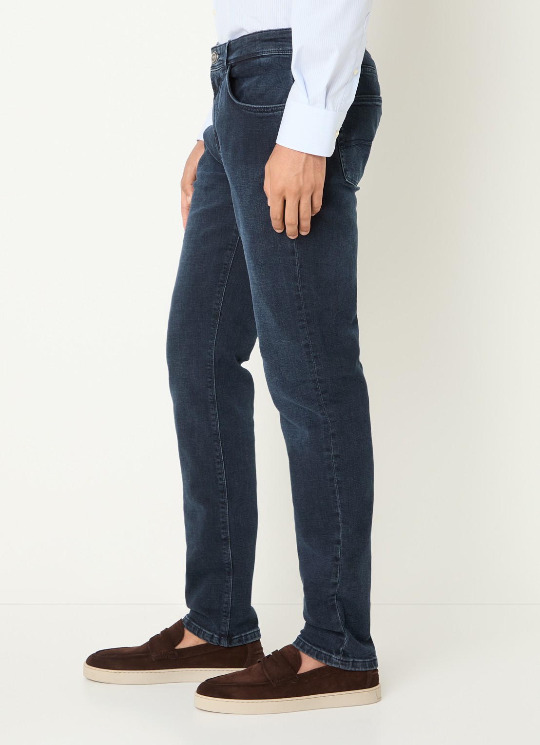 Boggi Milano Slim fit jeans met donkere wassing - detail 4 indigo