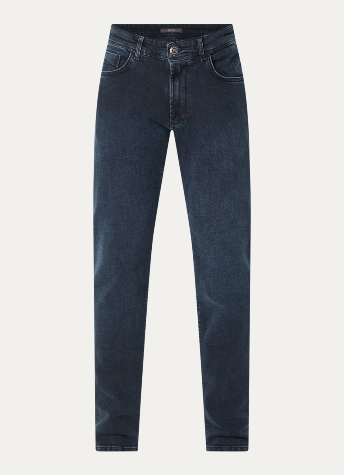 Boggi Milano Slim fit jeans met donkere wassing - voorkant indigo
