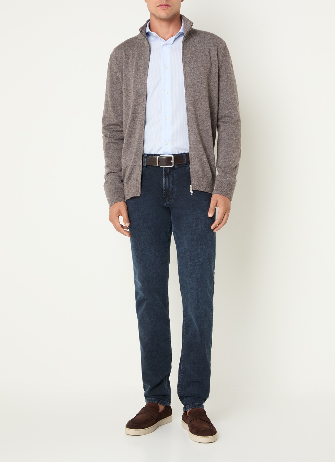 Boggi Milano Slim fit jeans met donkere wassing - voorkant 2 indigo