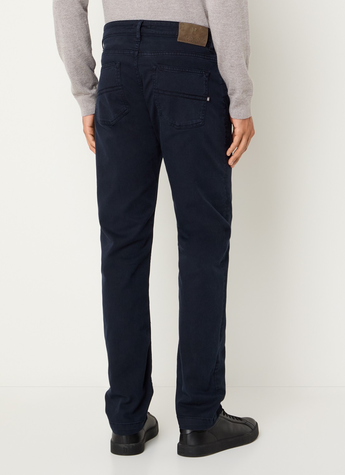 Boggi Milano Slim fit jeans met gekleurde wassing en steekzakken - achterkant 3 donkerblauw