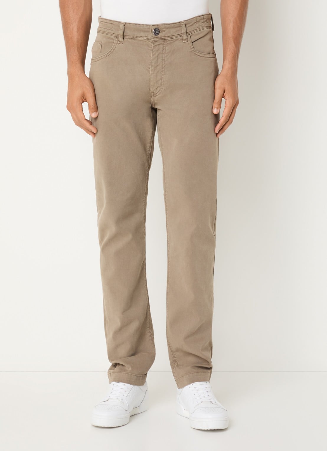Boggi Milano Slim fit jeans met gekleurde wassing - detail donkerbeige