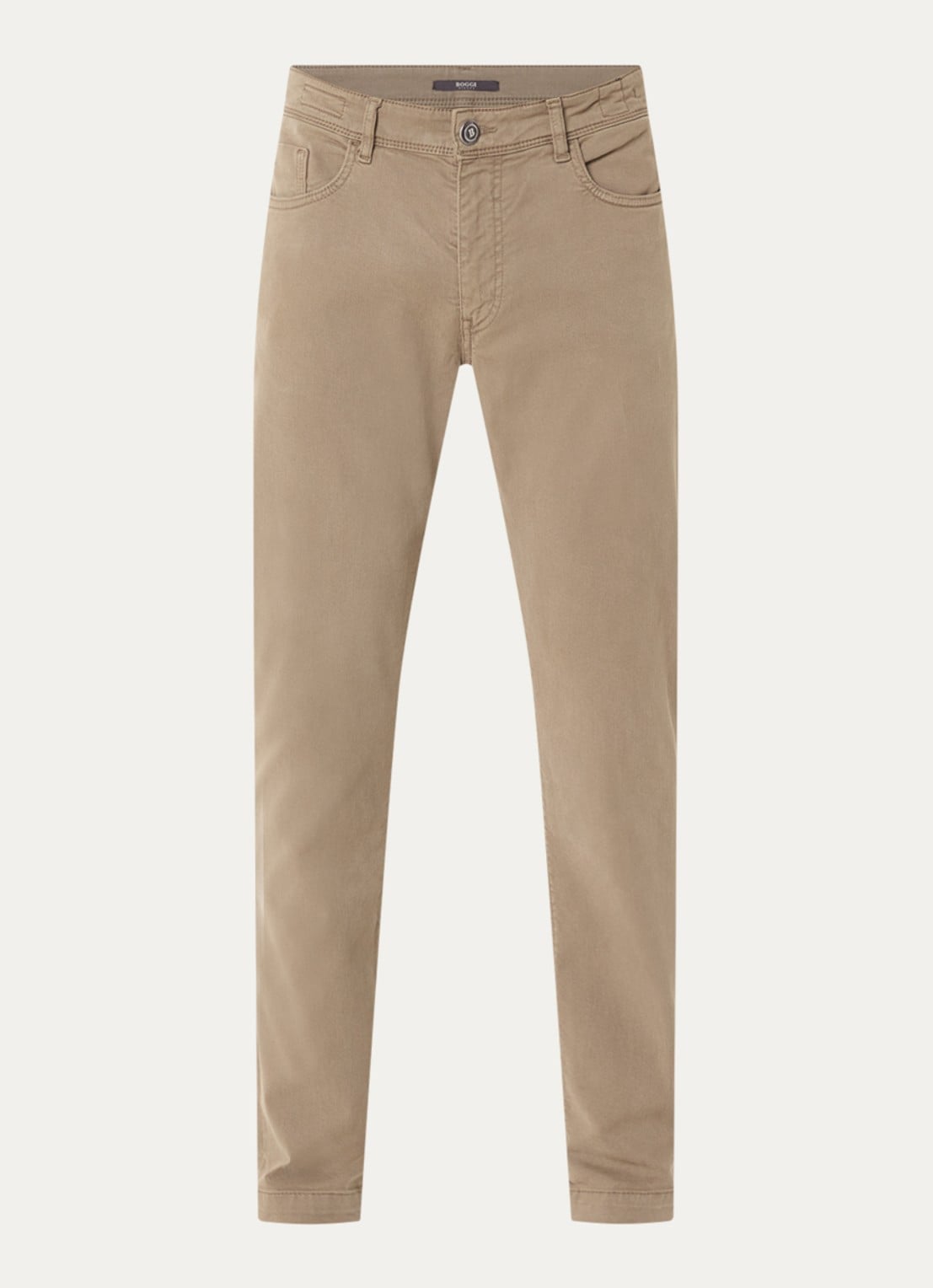 Boggi Milano Slim fit jeans met gekleurde wassing - voorkant 4 donkerbeige