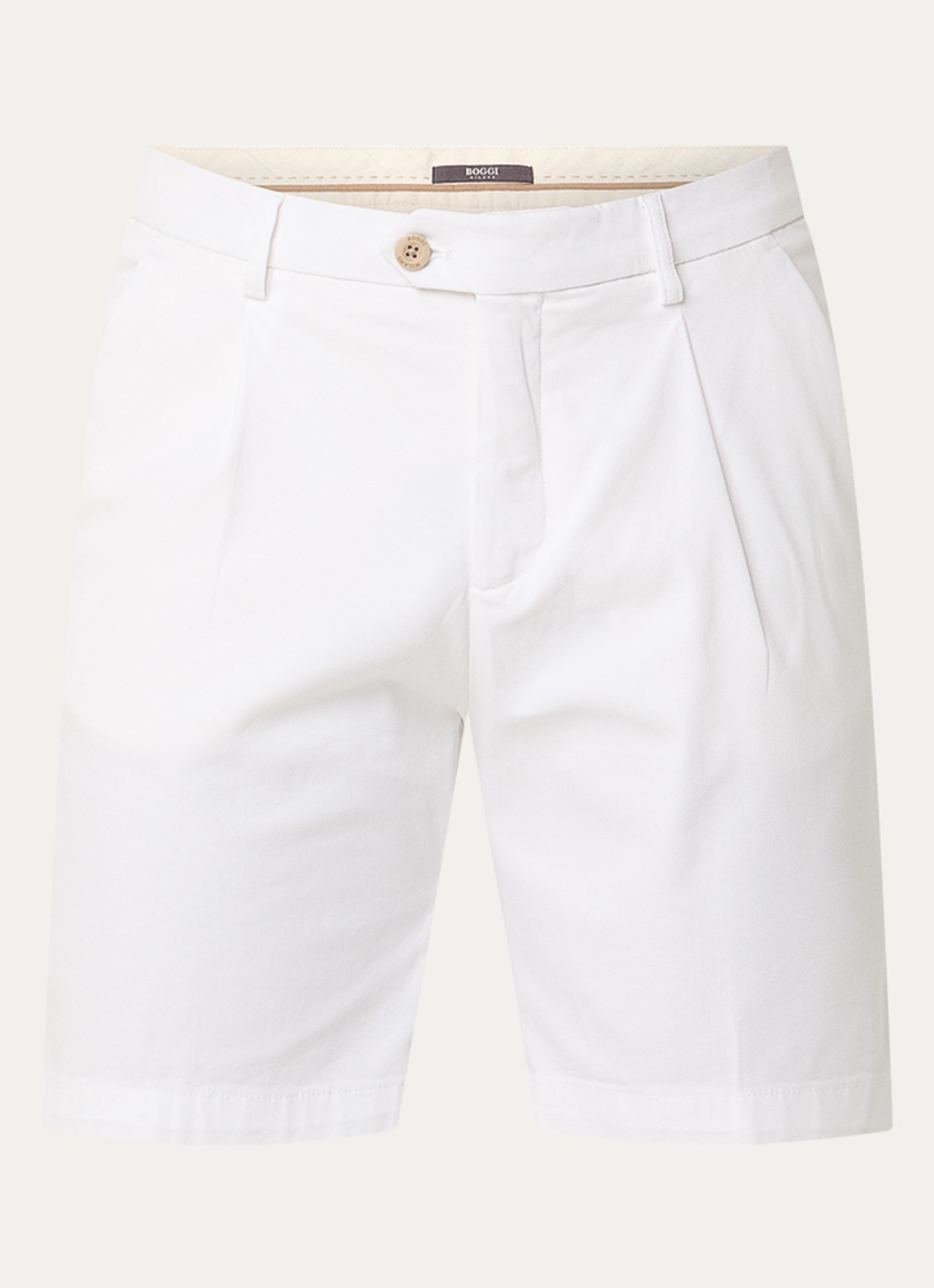 Boggi Milano Slim fit korte broek met steekzakken - voorkant 2 wit