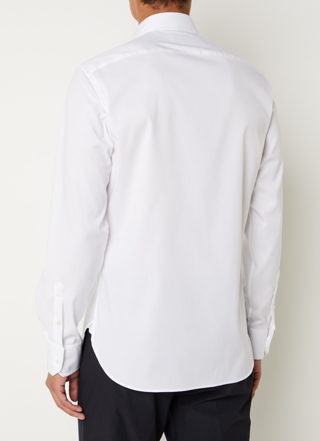 Boggi Milano Slim fit overhemd met cut away kraag  - achterkant 4 wit