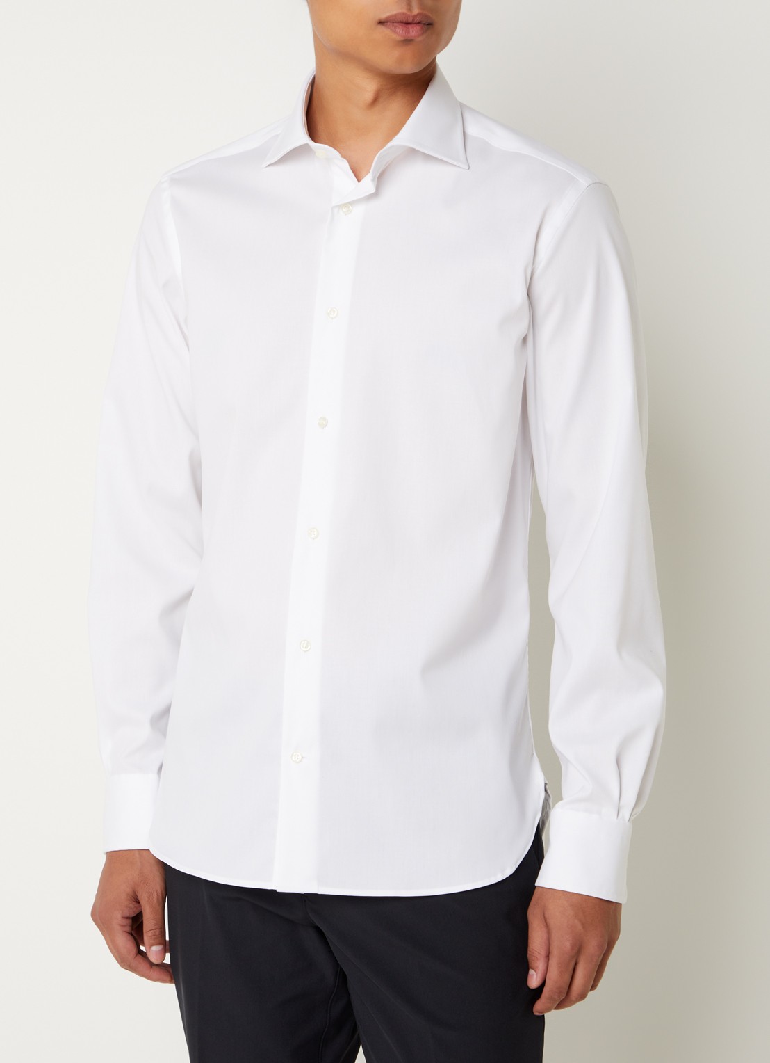 Boggi Milano Slim fit overhemd met cut away kraag  - detail 3 wit