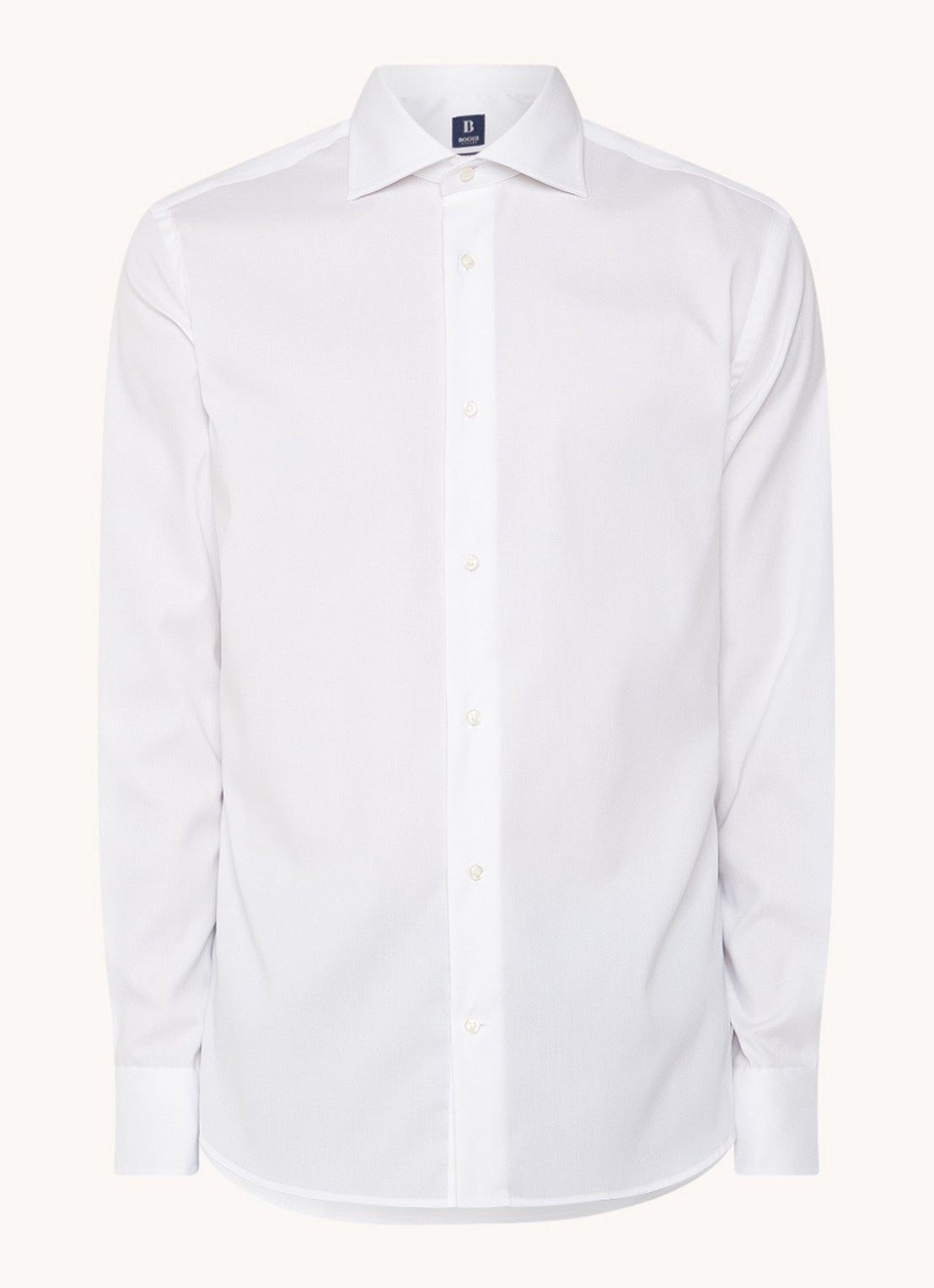 Boggi Milano Slim fit overhemd met cut away kraag  - voorkant wit