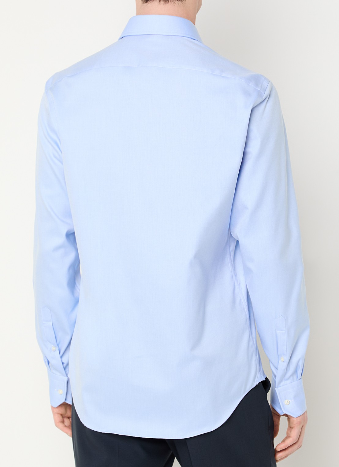 Boggi Milano Slim fit overhemd met cut away kraag - achterkant lichtblauw