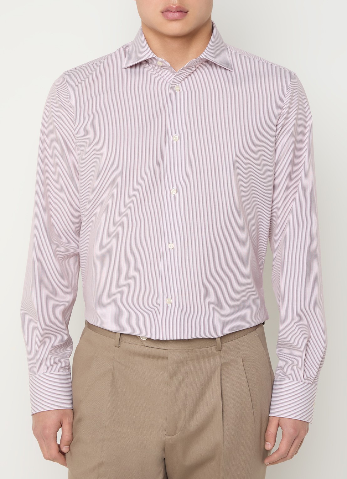 Boggi Milano Slim fit overhemd met cut away kraag - detail 3 bordeauxrood