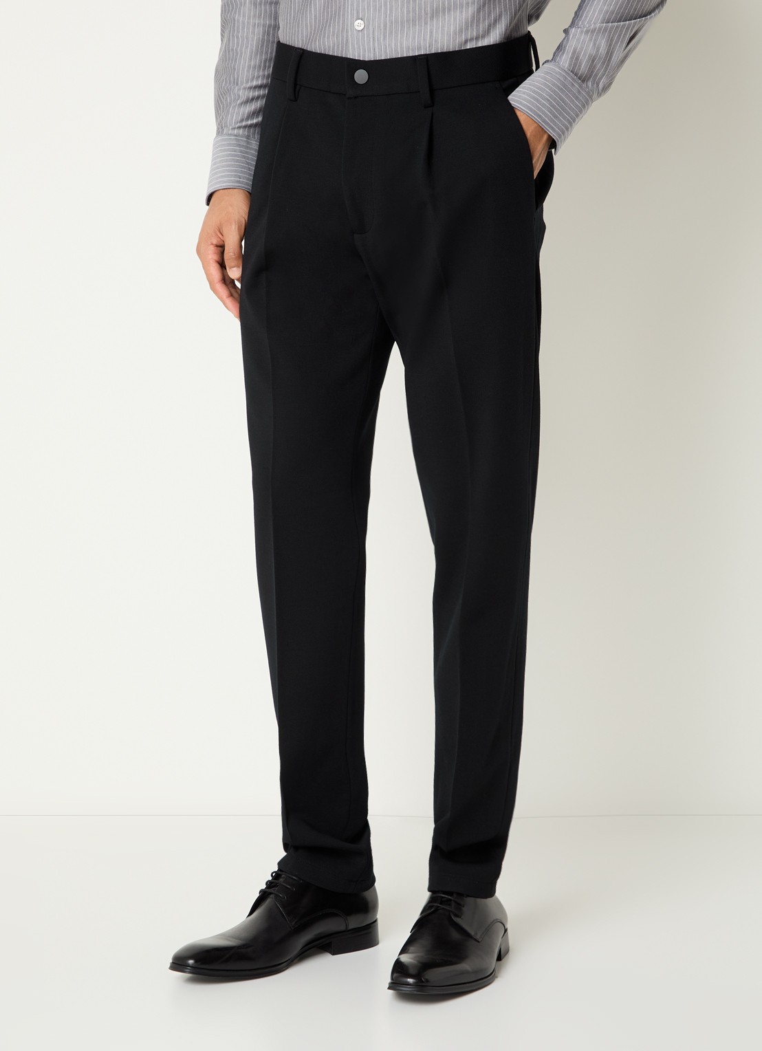 Boggi Milano Slim fit pantalon in wolblend met steekzakken - detail 4 zwart