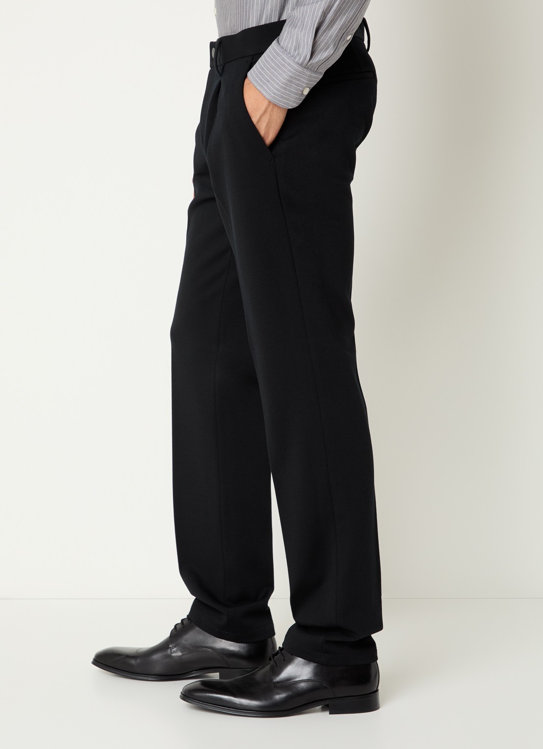 Boggi Milano Slim fit pantalon in wolblend met steekzakken - detail 5 zwart