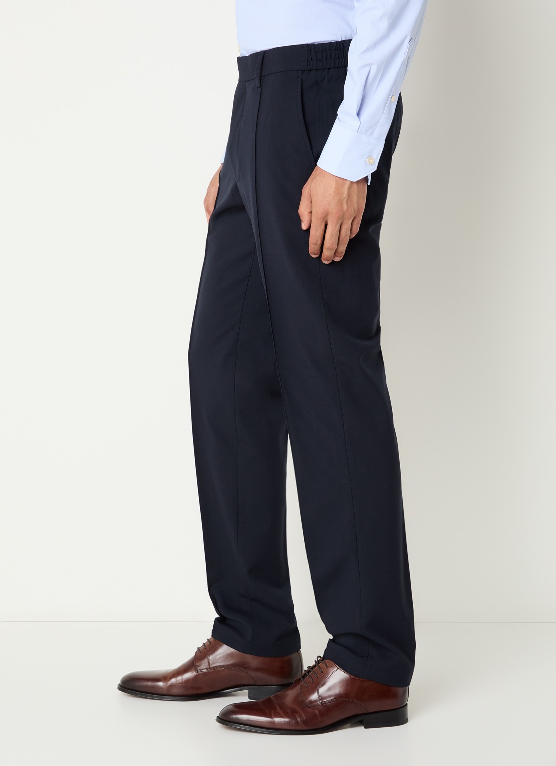 Boggi Milano Slim fit pantalon in wolblend met steekzakken - detail 5 donkerblauw
