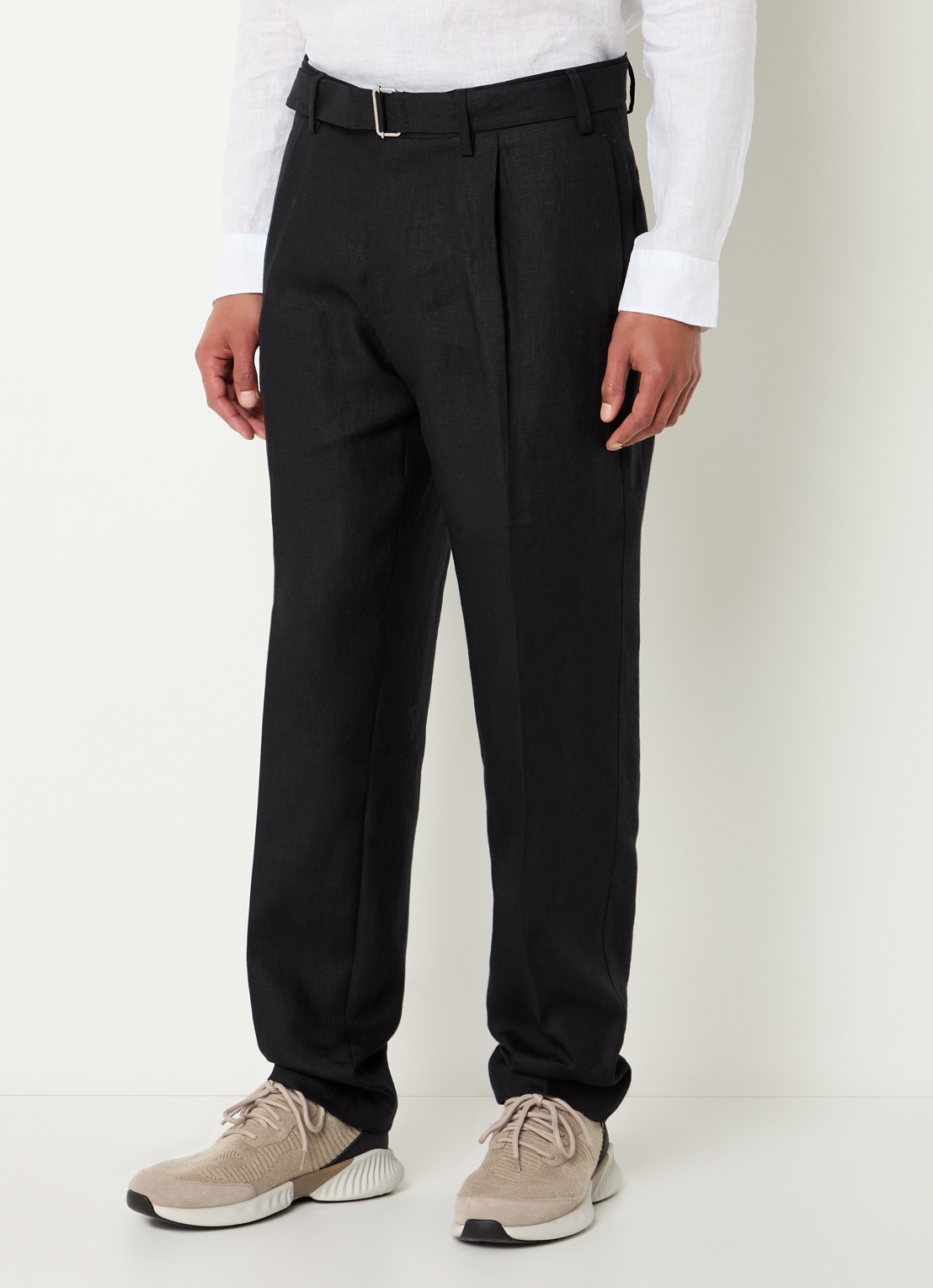 Boggi Milano Slim fit pantalon met ceintuur - detail 4 zwart