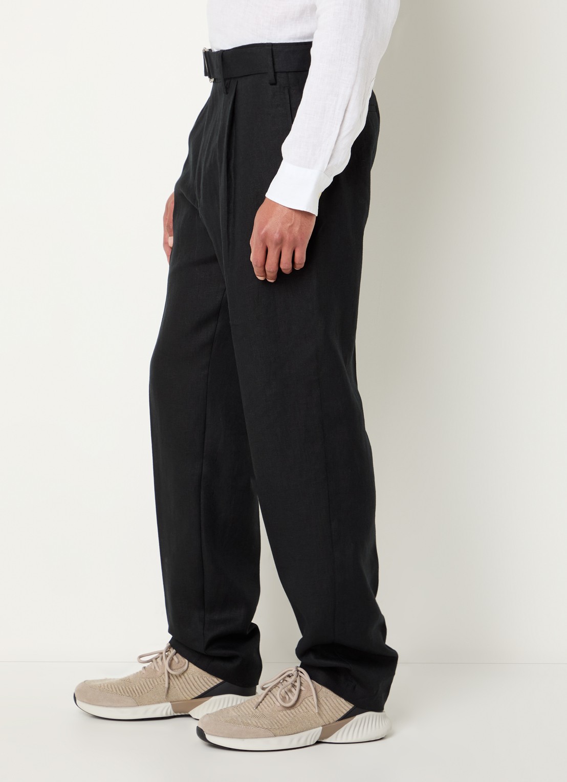 Boggi Milano Slim fit pantalon met ceintuur - detail 5 zwart