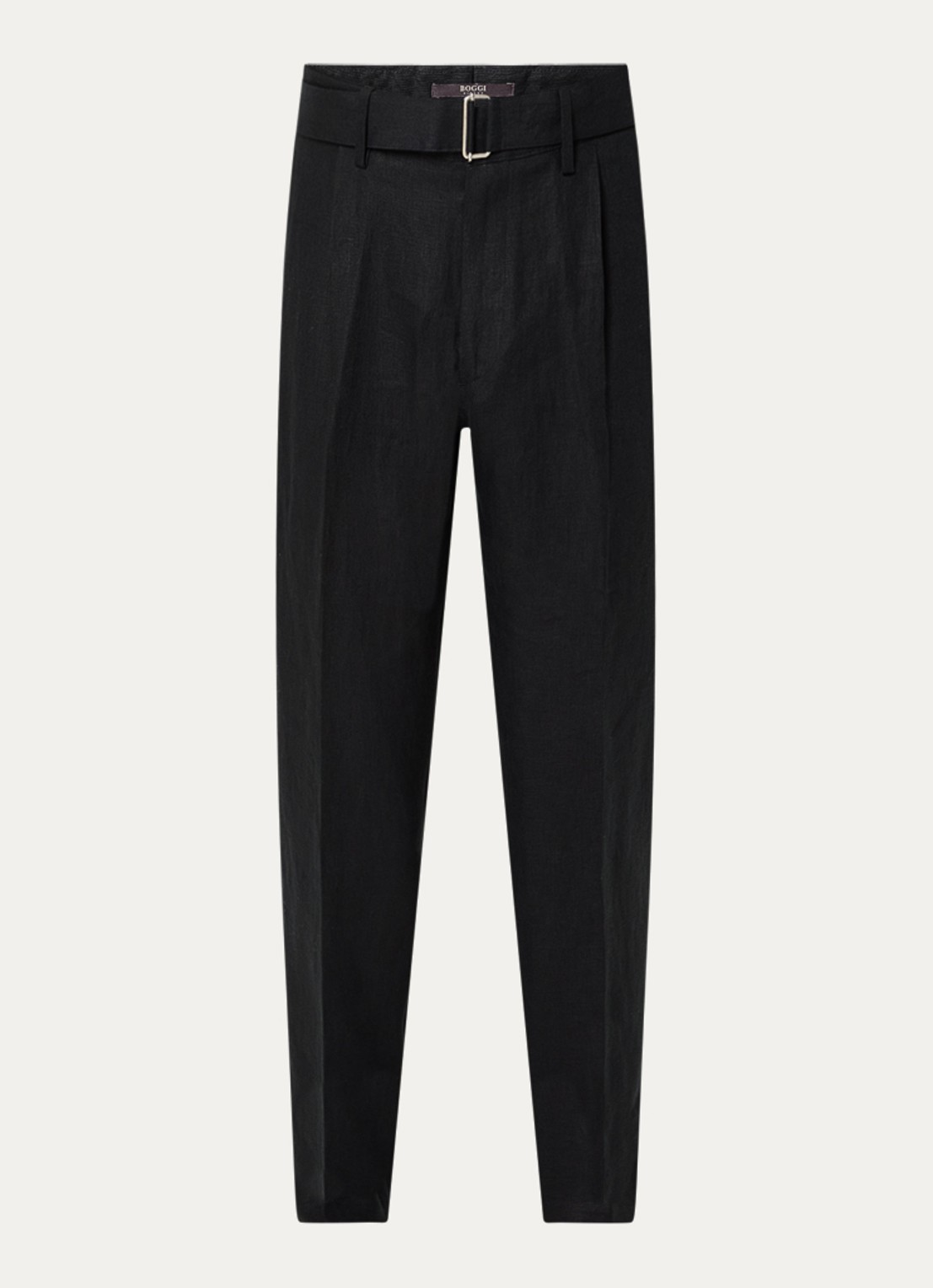 Boggi Milano Slim fit pantalon met ceintuur - voorkant 2 zwart
