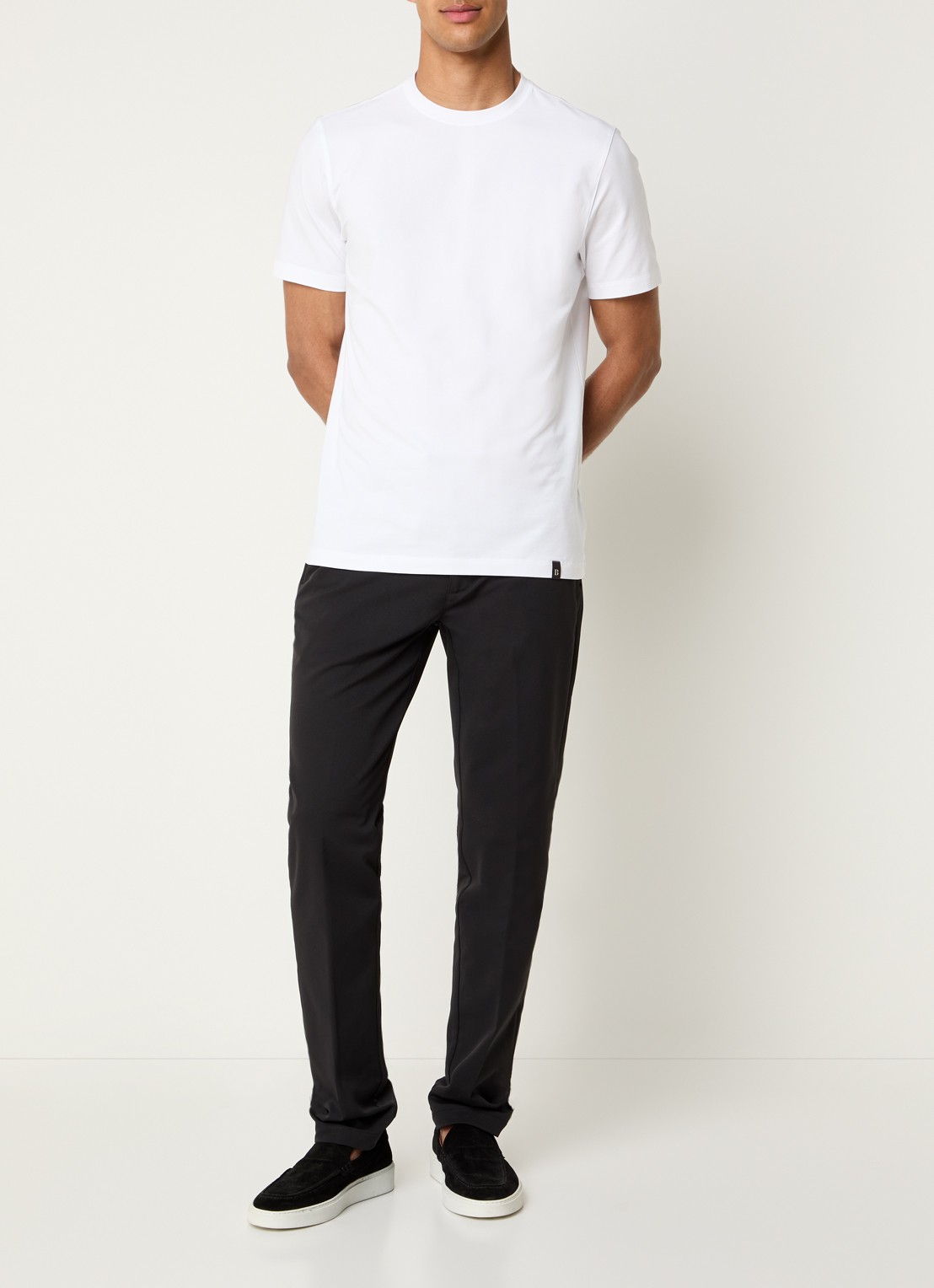 Boggi Milano Slim fit pantalon met persplooi en steekzakken - voorkant 2 zwart