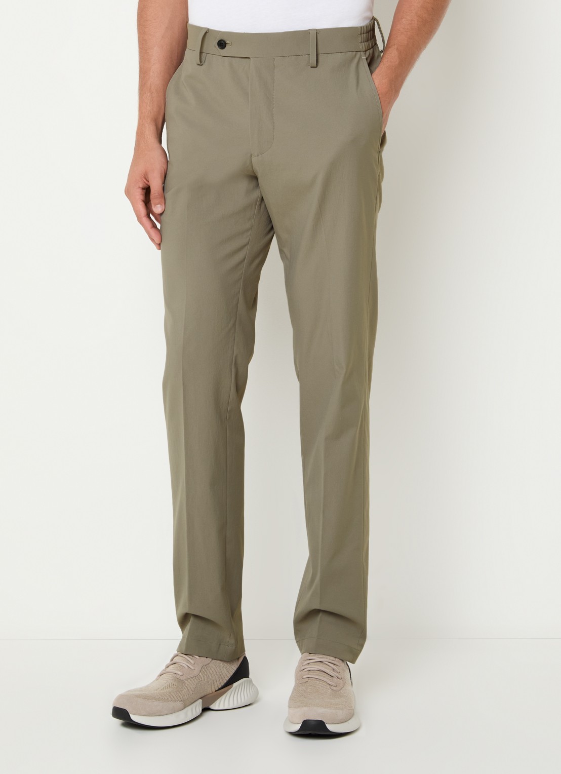 Boggi Milano Slim fit pantalon met steekzakken - detail 3 olijfgroen