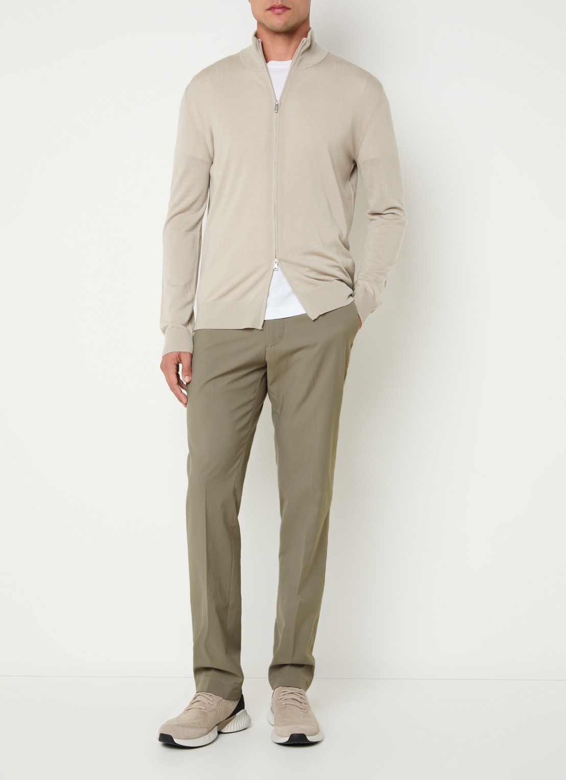 Boggi Milano Slim fit pantalon met steekzakken - voorkant 2 olijfgroen