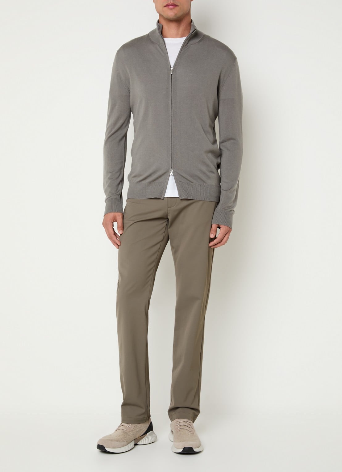 Boggi Milano Slim fit pantalon met steekzakken - voorkant 5 donkerbeige