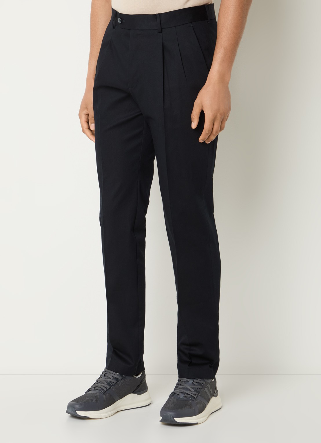 Boggi Milano Slim fit pantalon met steekzakken - detail 4 donkerblauw