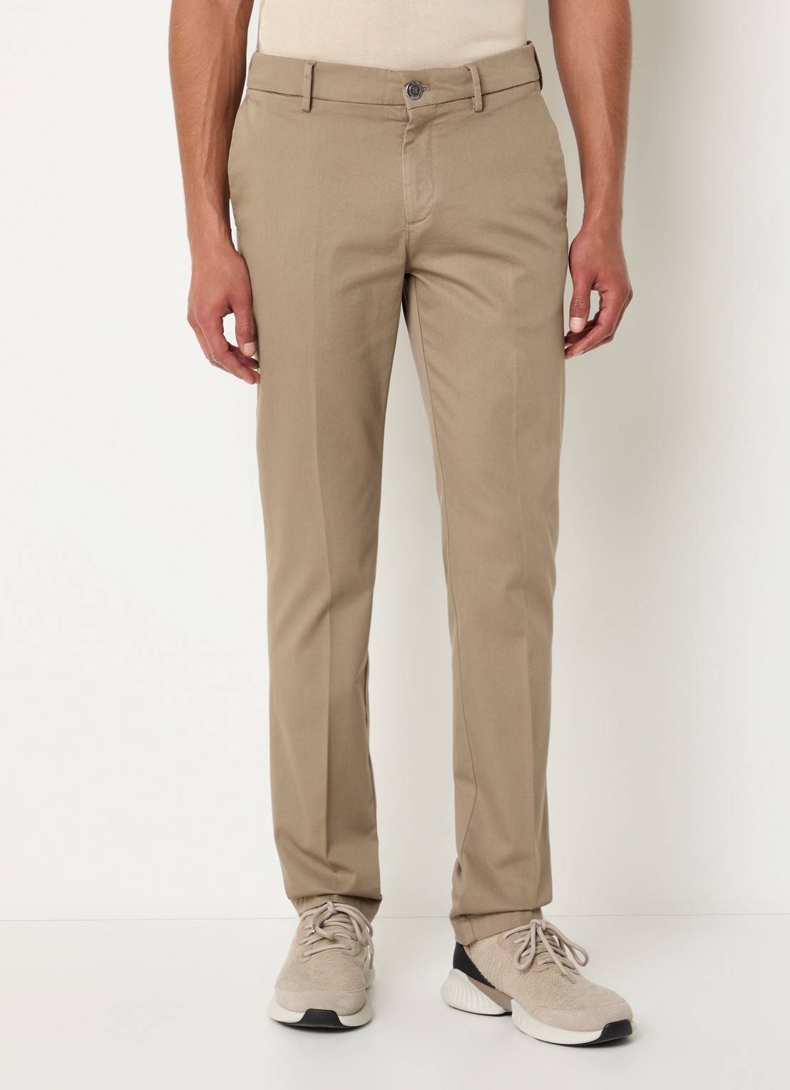 Boggi Milano Slim fit pantalon met steekzakken - detail 3 zand