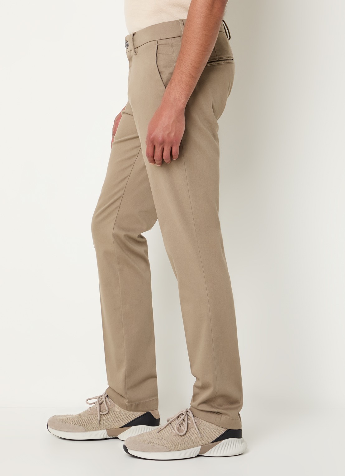 Boggi Milano Slim fit pantalon met steekzakken - detail 4 zand