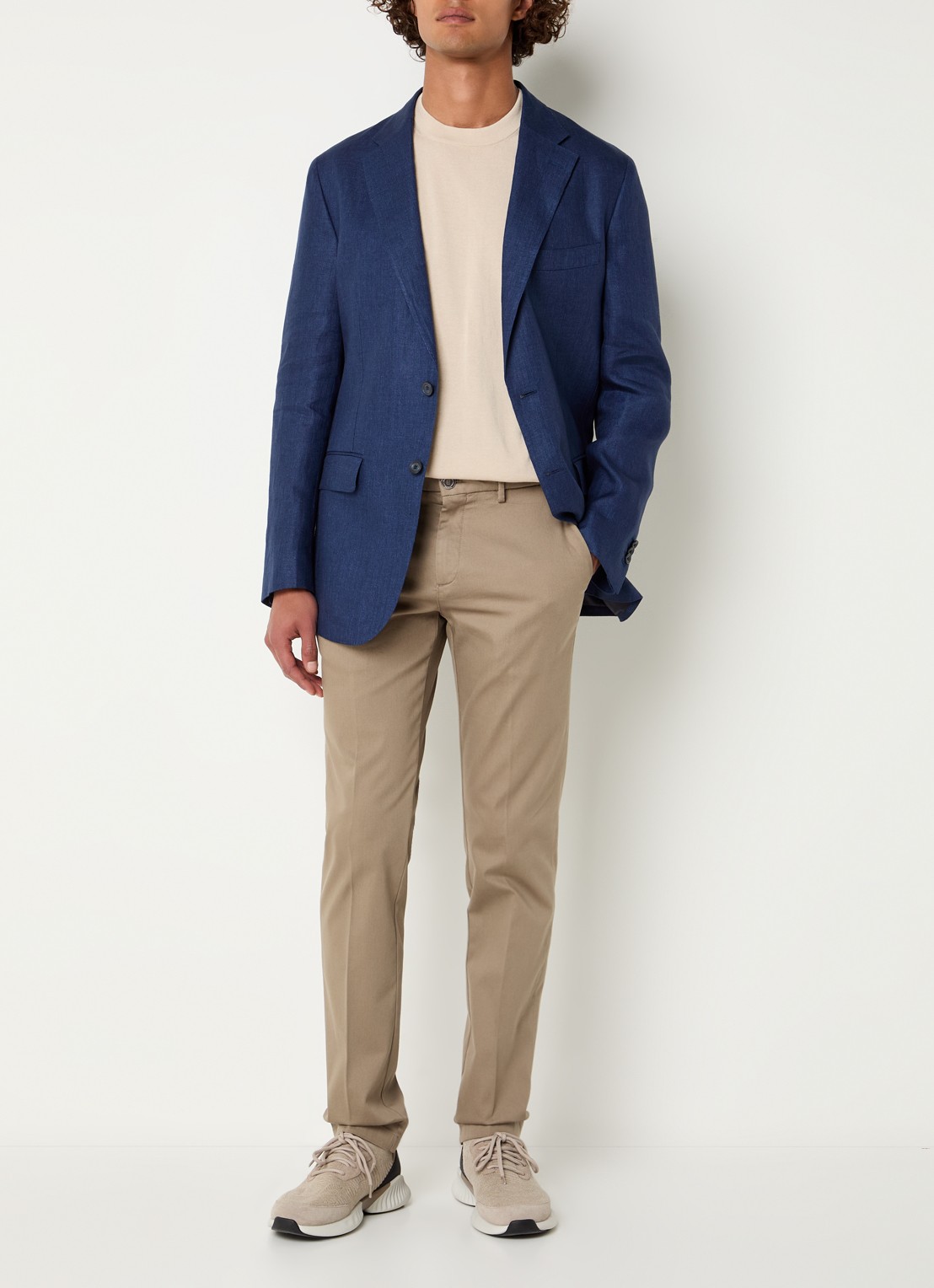 Boggi Milano Slim fit pantalon met steekzakken - voorkant 2 zand