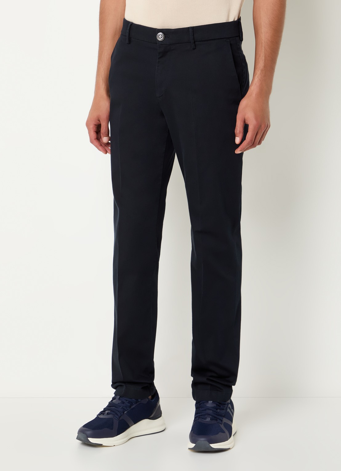 Boggi Milano Slim fit pantalon met steekzakken - detail 3 donkerblauw