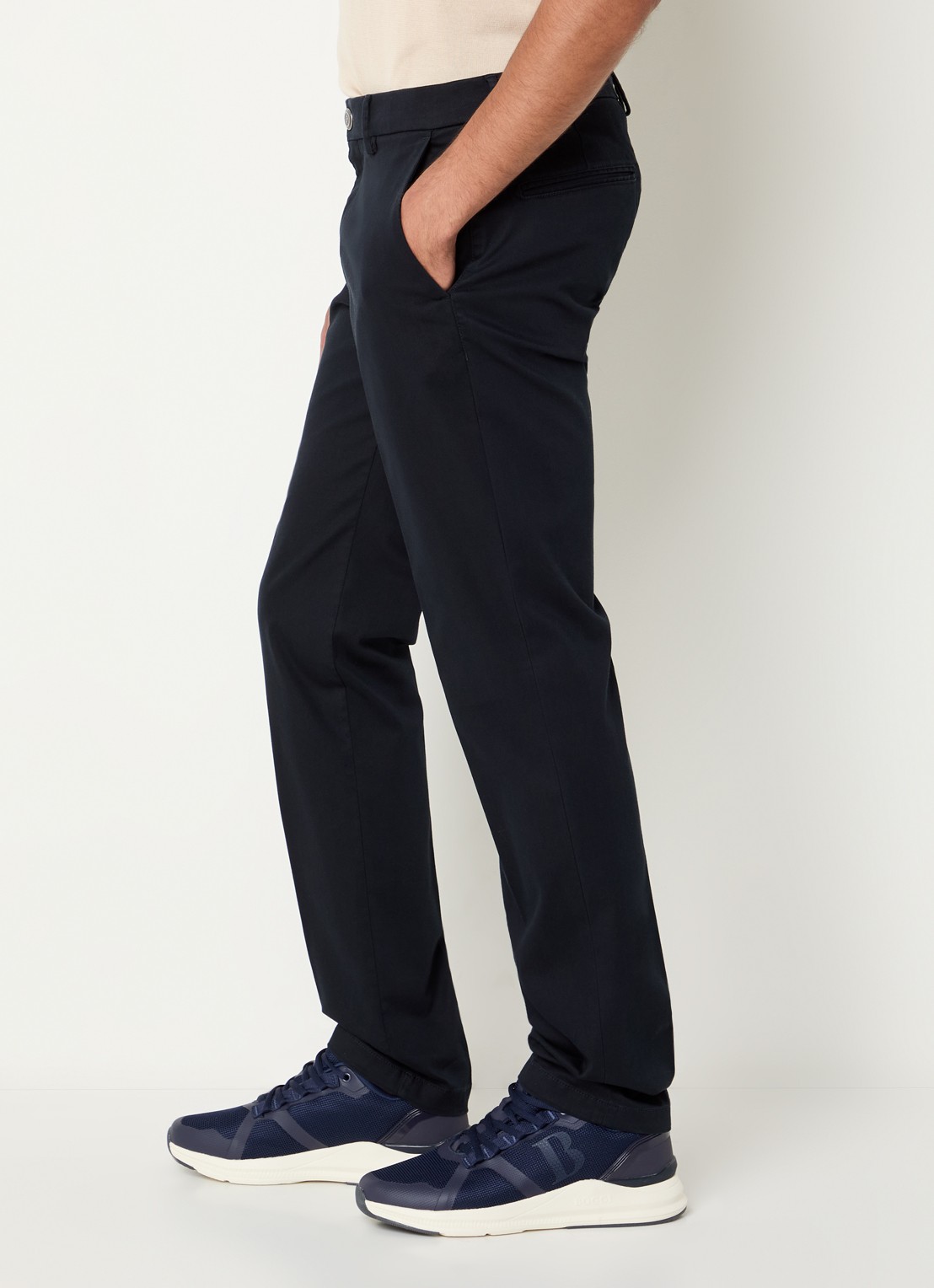 Boggi Milano Slim fit pantalon met steekzakken - detail 4 donkerblauw