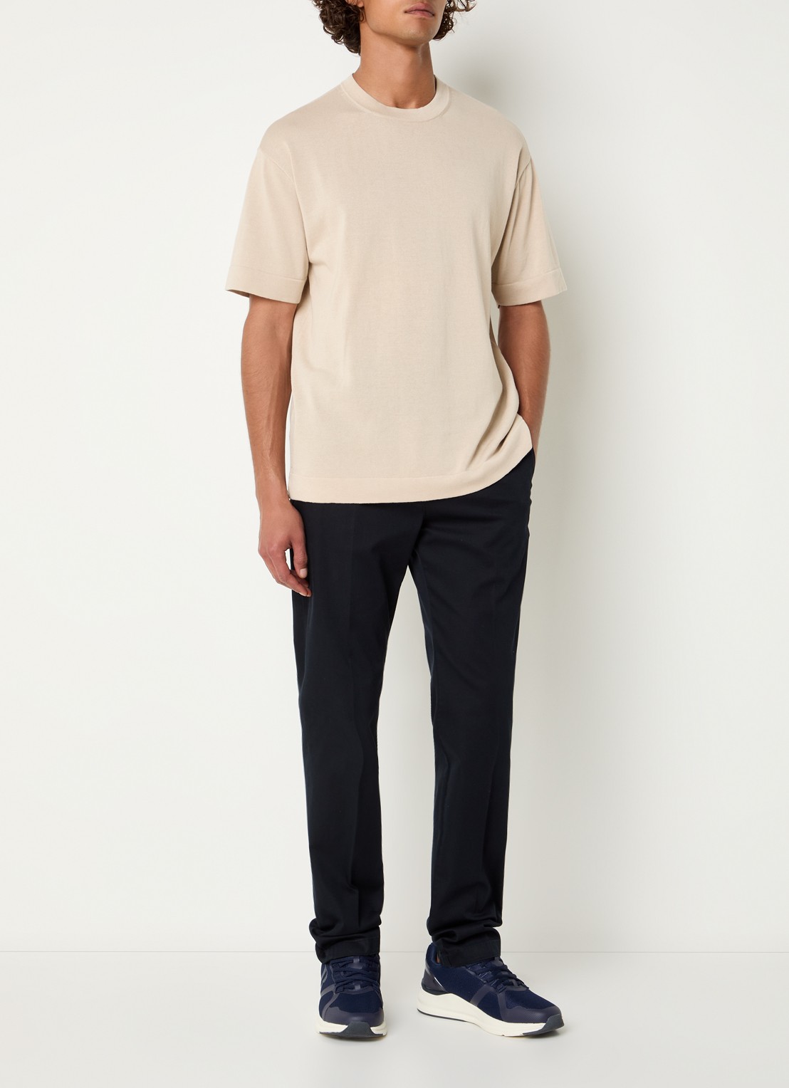 Boggi Milano Slim fit pantalon met steekzakken - voorkant 2 donkerblauw