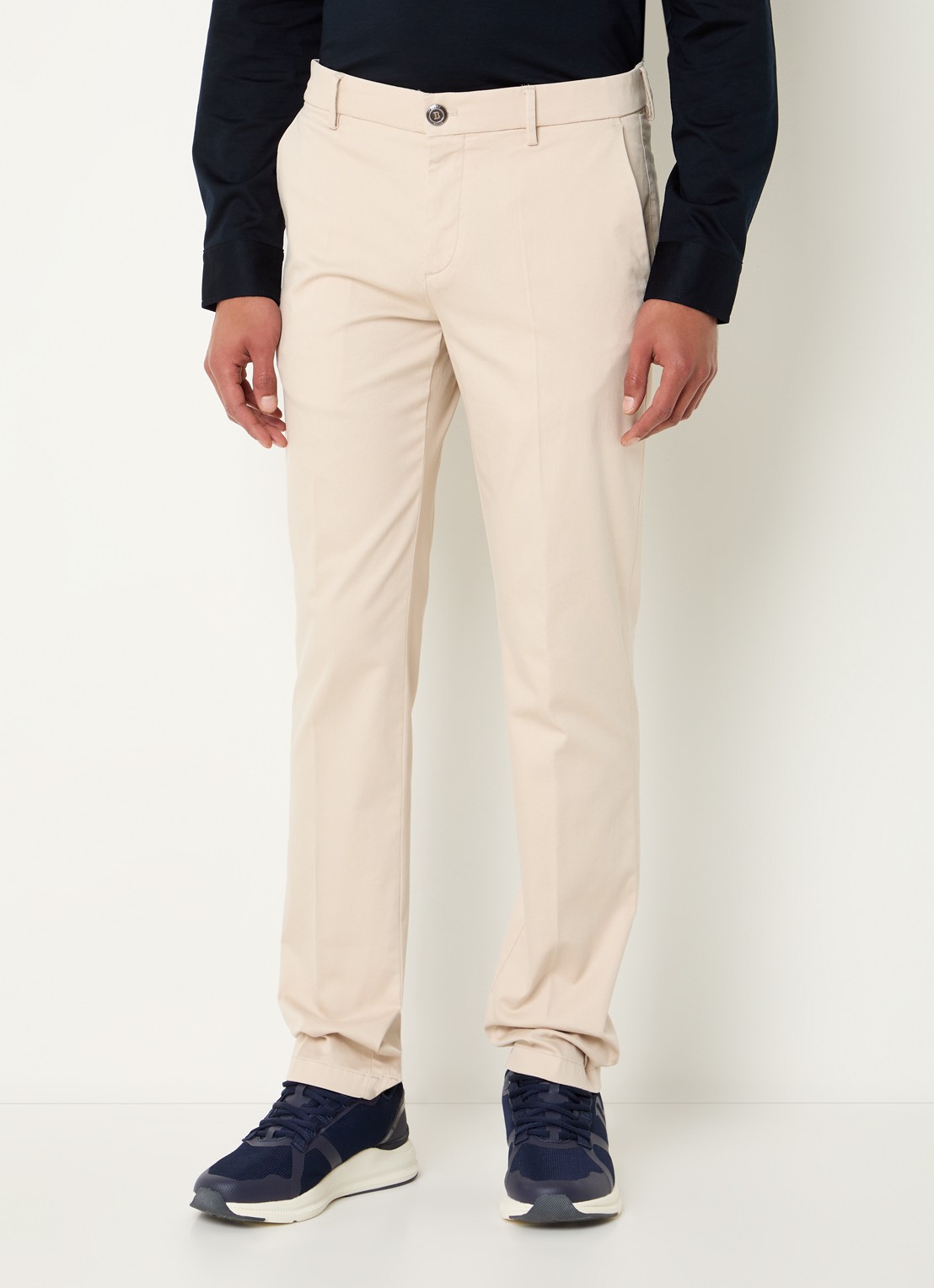 Boggi Milano Slim fit pantalon met steekzakken - detail 4 creme