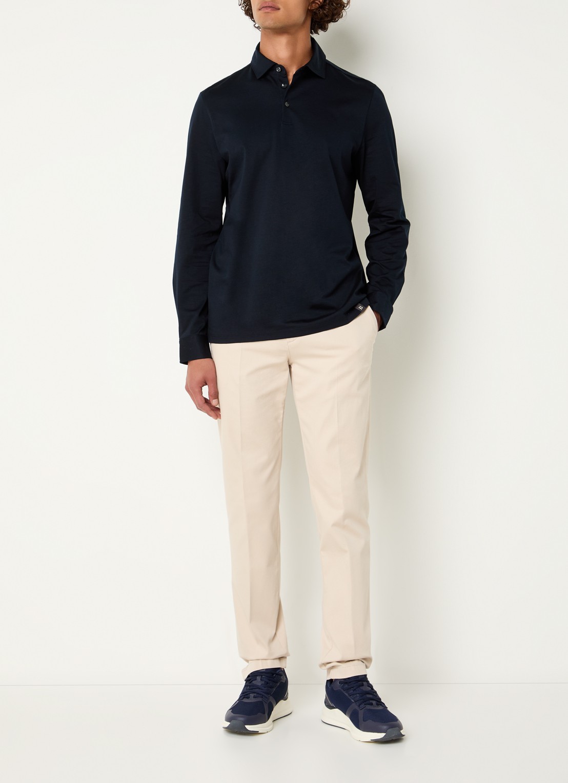 Boggi Milano Slim fit pantalon met steekzakken - voorkant 3 creme