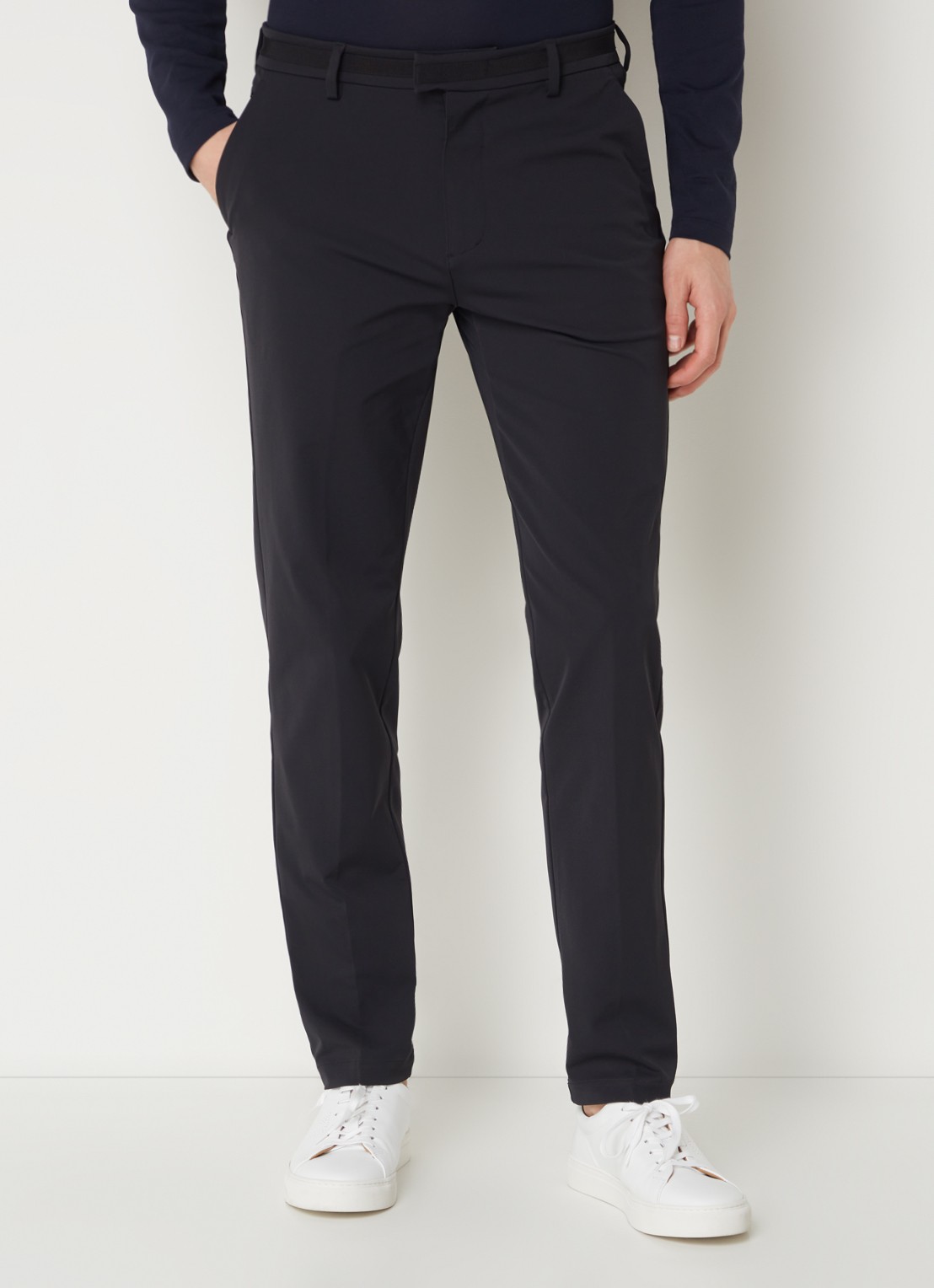 Boggi Milano Slim fit pantalon met stretch en steekzakken - detail 3 zwart