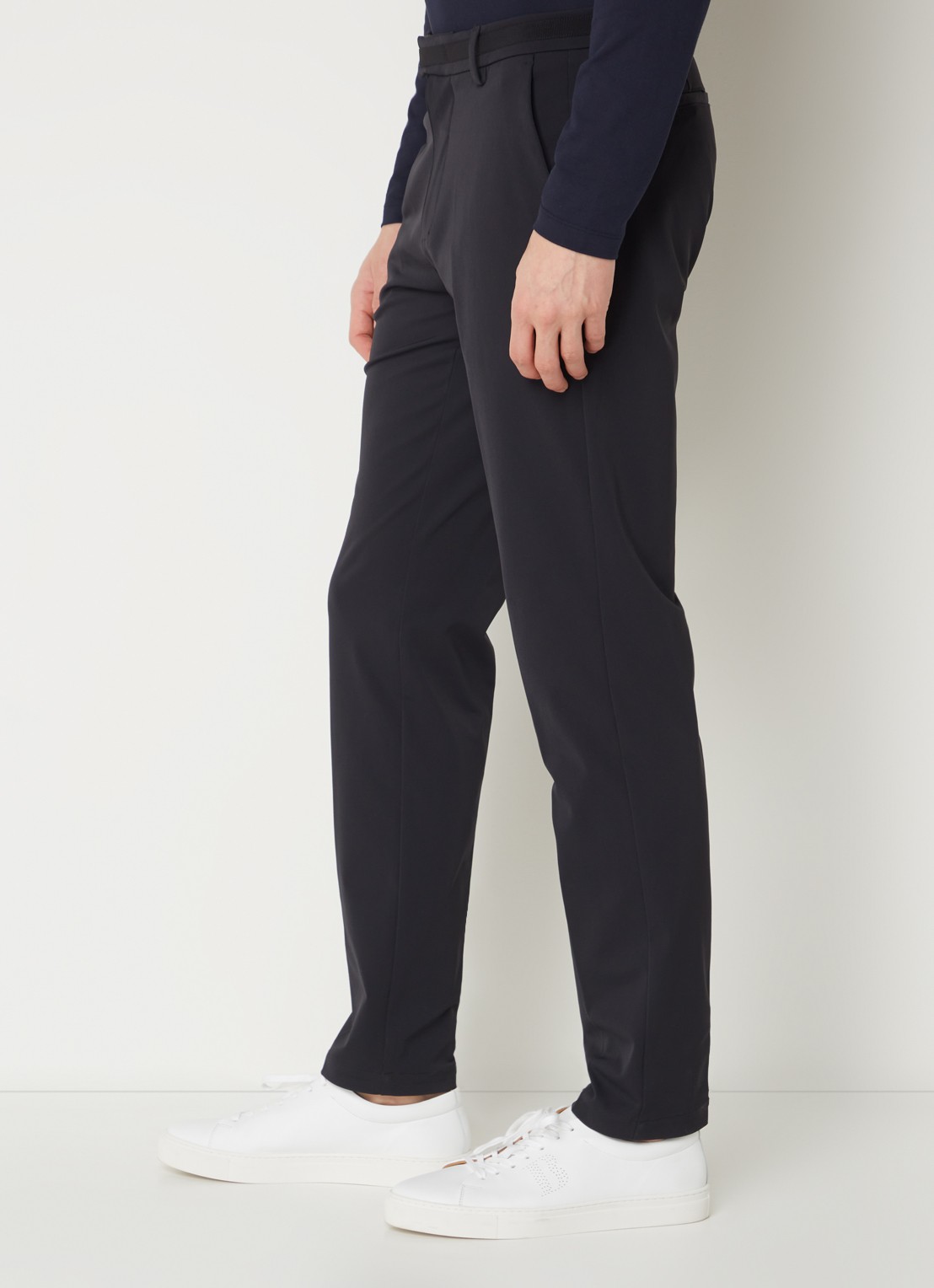 Boggi Milano Slim fit pantalon met stretch en steekzakken - detail 4 zwart