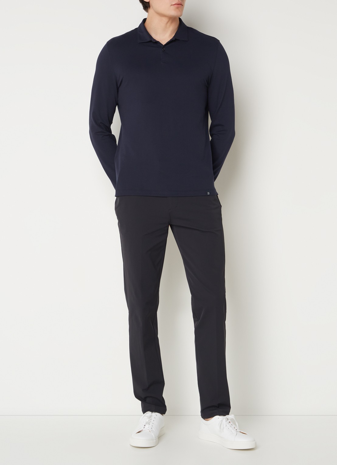Boggi Milano Slim fit pantalon met stretch en steekzakken - voorkant 2 zwart