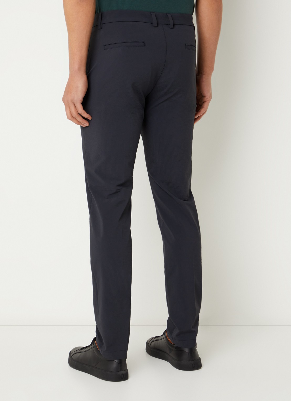Boggi Milano Slim fit pantalon met structuur en steekzakken - achterkant donkerblauw